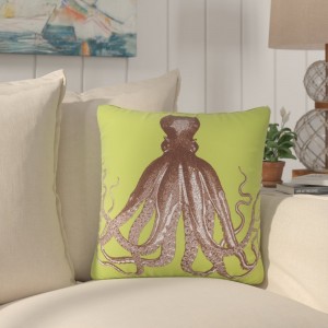 Longshore Tides Zonia Octopus Engineered Outdoor Throw Pillow LNTS2053